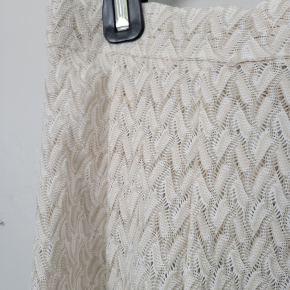 Alfred Weber Vintage Women's Two Piece Blouse Maxi Skirt Set Beige White Knit M - Picture 10 of 12